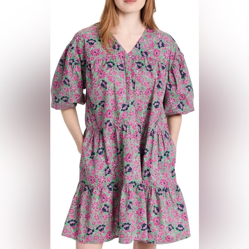 Sundry anthropologie pink and blue dress 41010